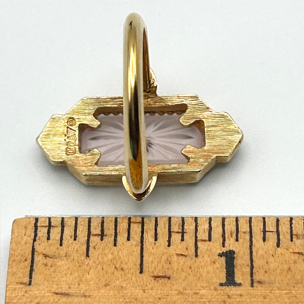 ✨ Vintage ‘Frostlights’ Art Deco Camphor Glass Gold Tone Ring – Size 7.5 ✨ - Picture 5 of 16